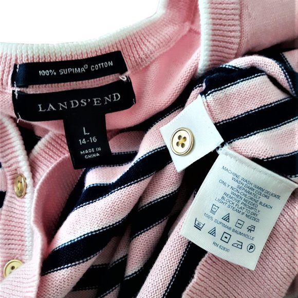 Lands End Sweater Nautical Stripes Soft Supima Cotton Large - Picture 5 of 5